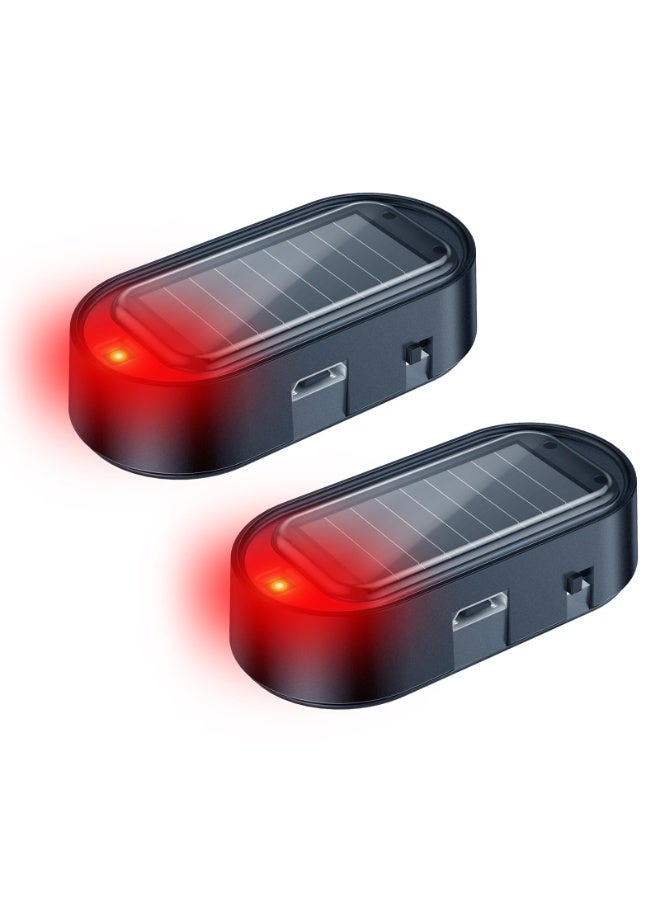COYO Car Solar Power Simulated Dummy Alarm, Anti-Theft LED Flashing Security, Automotive Warning Safety Light with USB Charging Port, 2 PCS (Red) - Image 1